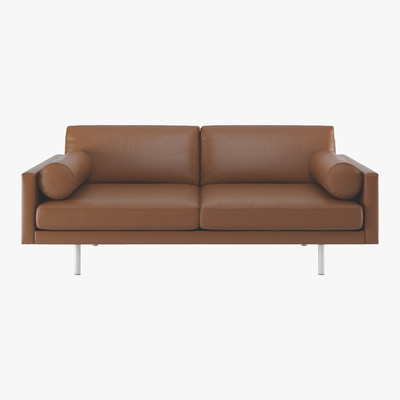 Habitat Spencer Light Brown Leather 3 Seater Sofa, Metal Legs, Light Brown