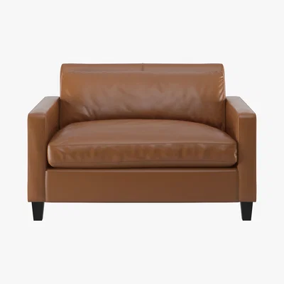 Habitat Chester Light Brown Leather Compact Sofa, Dark Stained Feet, Light Brown