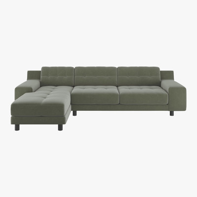 Habitat Hendricks Sage Green Velvet Left Arm Chaise Sofa, Green Green