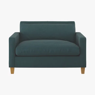 Habitat Chester Teal Green Herringbone Wool Mix Compact Sofa, Oak Feet, Green