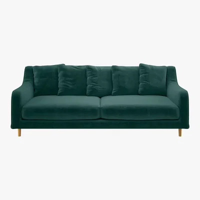 Habitat Swift Emerald Green Velvet 3 Seater Sofa, Green