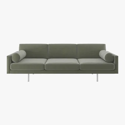 Habitat Spencer Sage Green Velvet 4 Seater Sofa, Metal Legs, Green Green