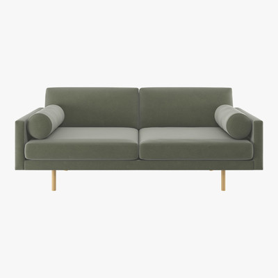 Habitat Spencer Sage Green Velvet 3 Seater Sofa, Oak Legs, Green Green