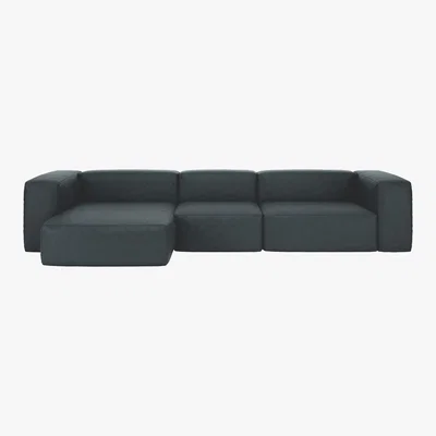 Habitat Opollo Dark Grey Luxury Leather Large Left Arm Chaise Sofa, Grey