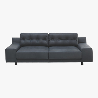 Habitat Hendricks Dark Grey Luxury Leather 4 Seater Sofa, Grey