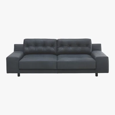 Habitat Hendricks Dark Grey Luxury Leather 4 Seater Sofa, Grey