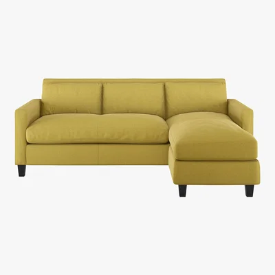 Habitat Chester Yellow FaBric 3 Seater Chaise Sofa, Dark Stained Feet, Yellow