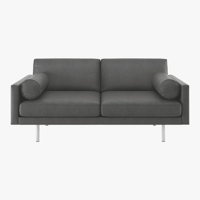 Habitat Spencer Grey Luxury Leather 2 Seater Sofa, Metal Legs, Grey