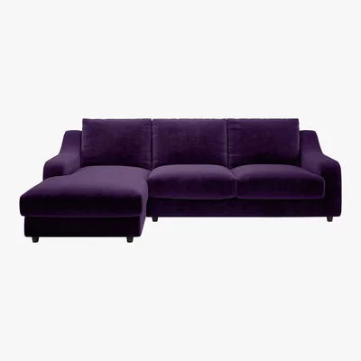 Habitat Slope Purple Velvet Left Arm Chaise Sofa, Purple
