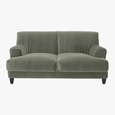 Habitat Askem Sage Green Velvet 2 Seater Sofa, Green Green