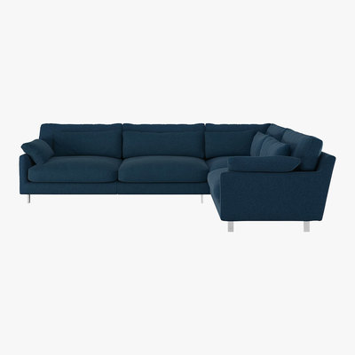 Habitat Cuscino Navy Blue Wool Tweed Left-Arm Corner Sofa, Navy