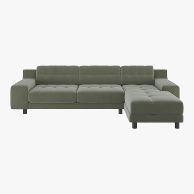 Habitat Hendricks Sage Green Velvet Right Arm Chaise Sofa, Green Green