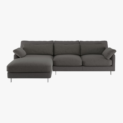 Habitat Cuscino Charcoal Grey Wool Herringbone Left-Arm Chaise Sofa, Charcoal