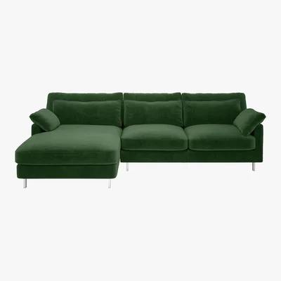 Habitat Cuscino Moss Green 4 Seater Left Hand Chaise Sofa, Moss Green