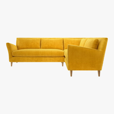 Habitat Keele Yellow Velvet Left -Arm Corner Sofa, Yellow