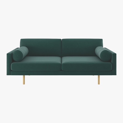 Habitat Spencer Emerald Green Velvet 3 Seater Sofa, Oak Legs, Green