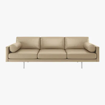 Habitat Spencer Stone Leather 4 Seater Sofa, Metal Legs, Stone