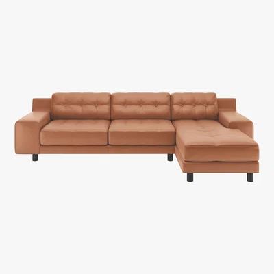 Habitat Hendricks Tan Luxury Leather Right Arm Chaise Sofa, Tan
