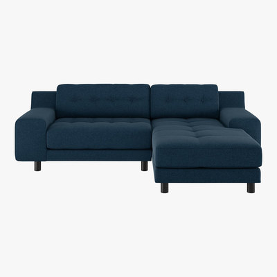 Habitat Hendricks Blue Tweed Wool Small Right-Hand Chaise Sofa, Navy