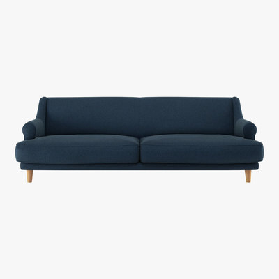 Habitat Townsend Navy Blue Herringbone Wool Mix 4 Seater Sofa, Navy