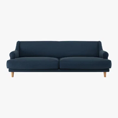 Habitat Townsend Navy Blue Herringbone Wool Mix 4 Seater Sofa, Navy