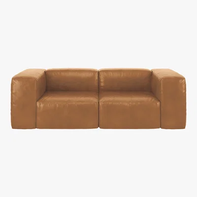 Habitat Opollo Mid Tan Leather 3 Seater Sofa, Mid Tan