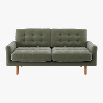 Habitat Fenner Sage Green Velvet 2 Seater Sofa, Green Green