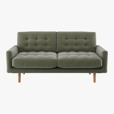 Habitat Fenner Sage Green Velvet 2 Seater Sofa, Green Green