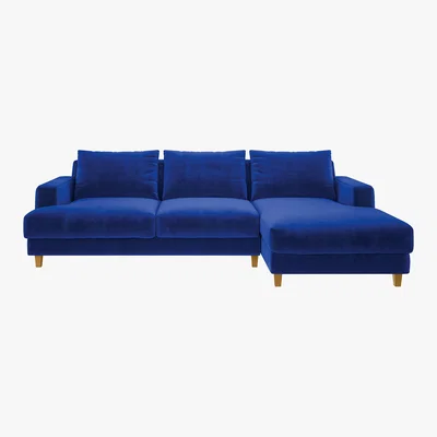 Habitat Wiltons Cobalt Blue Velvet Right Hand Chaise Sofa, Blue
