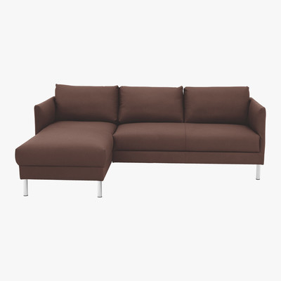 Habitat Hyde Brown Premium Leather Left-Arm Chaise Sofa, Metal Leg, Brown