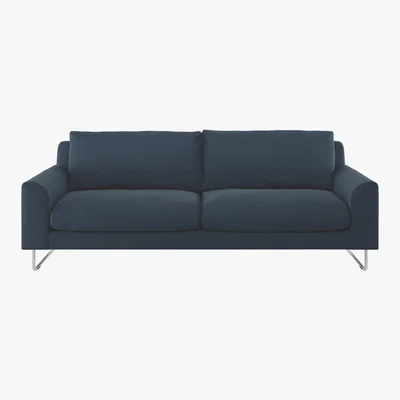 Habitat Lyle Navy Blue Herringbone Wool Mix FaBric 3 Seater Sofa, Navy