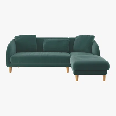Habitat Colby Emerald Green Velvet Right Arm Chaise Sofa, Green