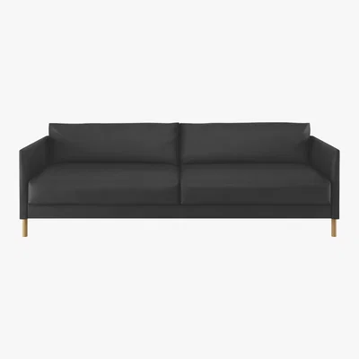 Habitat Hyde Black Premium Leather 3 Seater Sofa Bed, Wooden Legs, Black