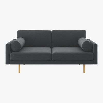 Habitat Spencer Dark Grey Velvet 2 Seater Sofa, Oak Legs, Grey