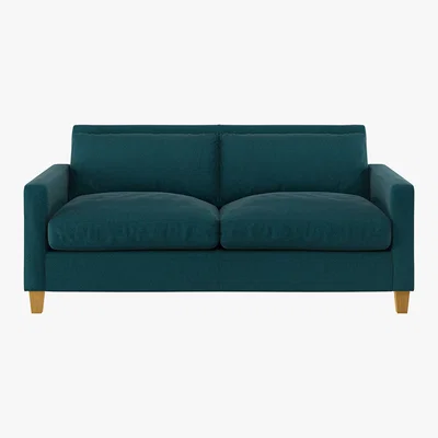 Habitat Chester Teal Green Tweed Wool Mix 2 Seater Sofa, Green