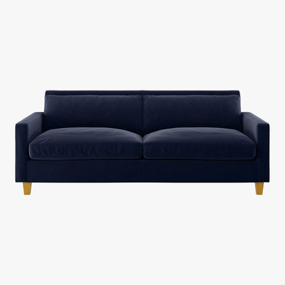 Habitat Chester Navy Blue Velvet 3 Seater Sofa, Dark Blue
