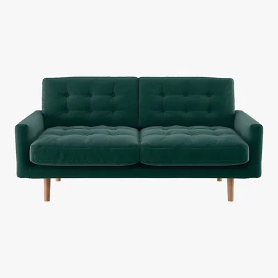 Habitat Fenner Emerald Green Velvet 2 Seater Sofa, Green