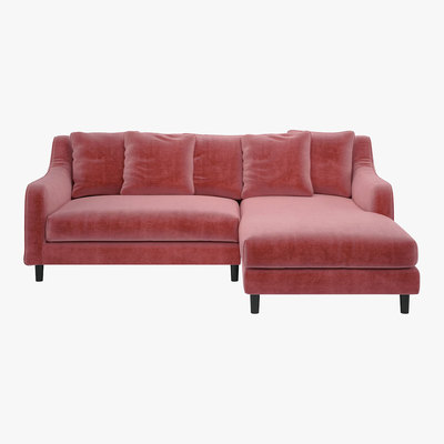 Habitat Swift Pink Velvet Right Hand Chaise Sofa, Pink