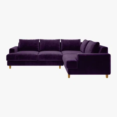 Habitat Wiltons Purple Velvet Left Hand Corner Sofa, Purple