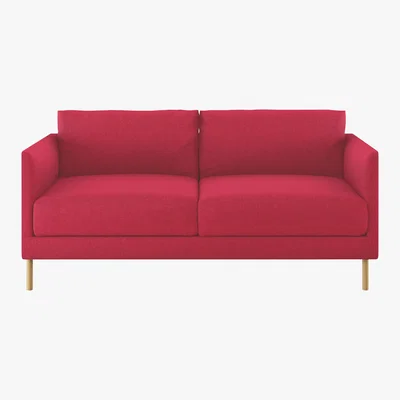 Habitat Hyde Red Textured Woven FaBric 3 Seater Sofa, Wooden Leg, Red