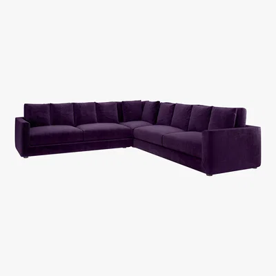 Habitat Rupert Purple Velvet Reversible Corner Sofa, Purple