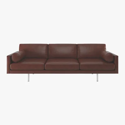 Habitat Spencer Tan Leather 4 Seater Sofa, Metal Legs, Tan