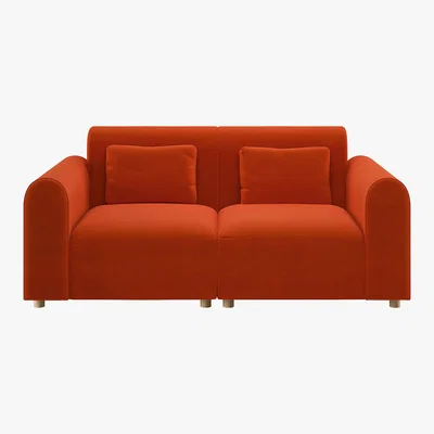 Habitat Tab Orange Velvet 2 Seater Sofa, Orange