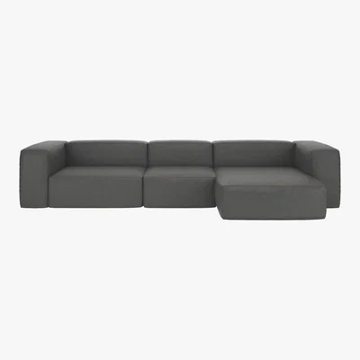 Habitat Opollo Grey Luxury Leather Large Right Arm Chaise Sofa Group, Grey