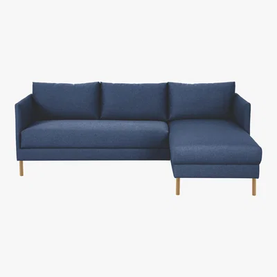 Habitat Hyde Blue FaBric Right-Arm Chaise Sofa, Wooden Legs, Blue