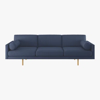 Habitat Spencer Blue Wool 4 Seater Sofa, Oak Legs, Blue