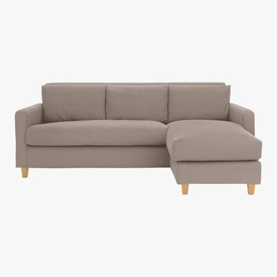 Habitat Chester Natural FaBric 3 Seater Chaise Sofa, Oak Stained Feet, Natural