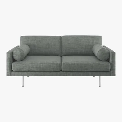 Habitat Spencer Grey Italian Woven FaBric 2 Seater Sofa, Metal Legs, Grey