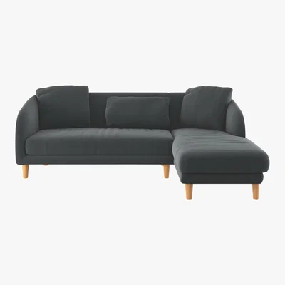 Habitat Colby Grey Velvet Right Arm Chaise Sofa, Grey