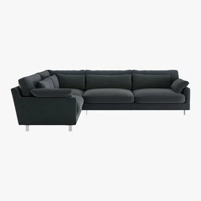 Habitat Cuscino Dark Grey Velvet  Right-Arm Corner Sofa, Grey
